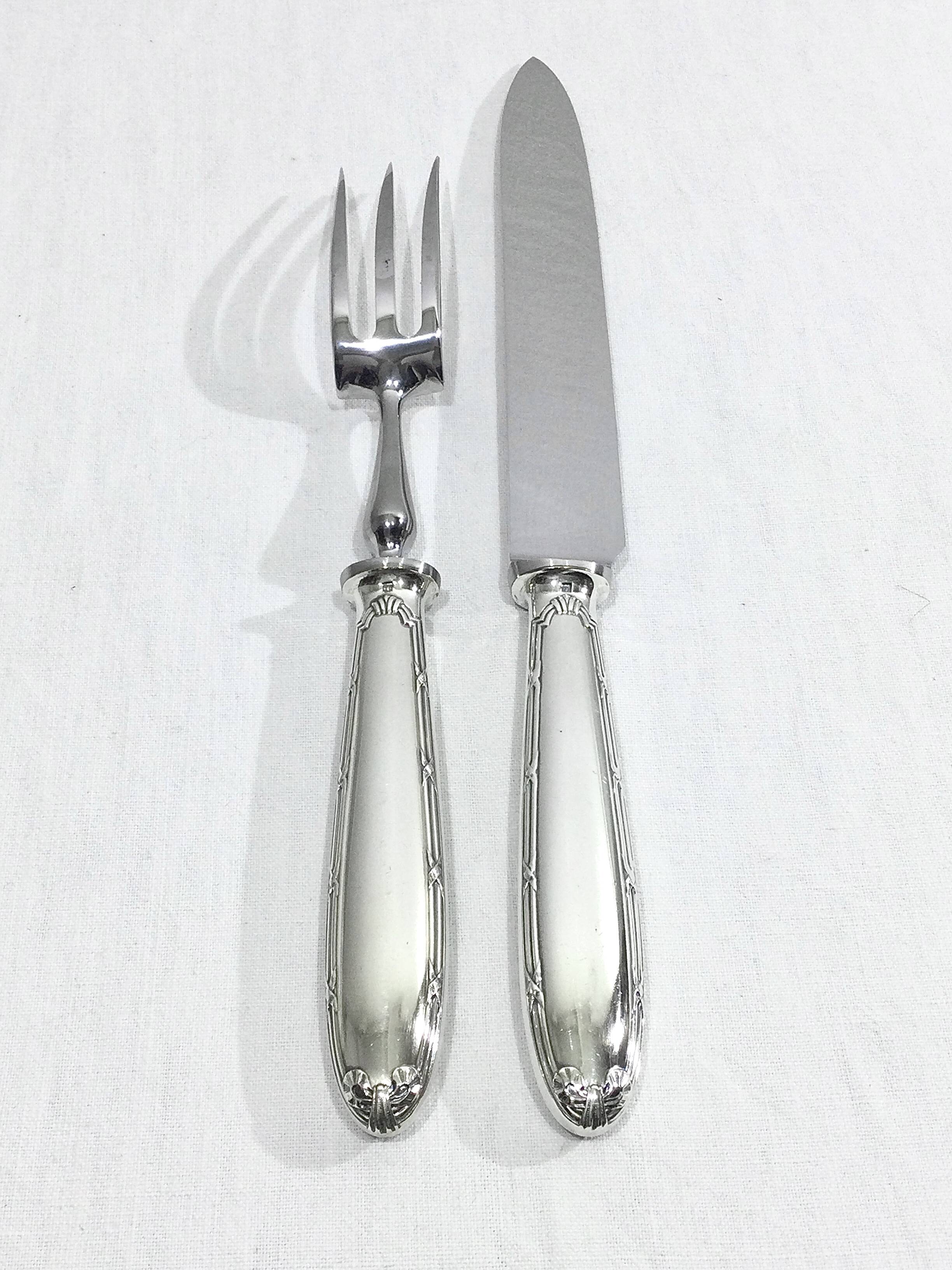 Christofle – service à découper rubans croisés métal argenté