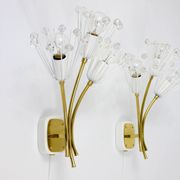 Pair of mid-century wall sconces in brass with flowers, Emil Stejnar, Rupert Nikoll, Austria, 1950s.