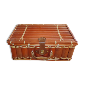 Valise en osier bambou vintage