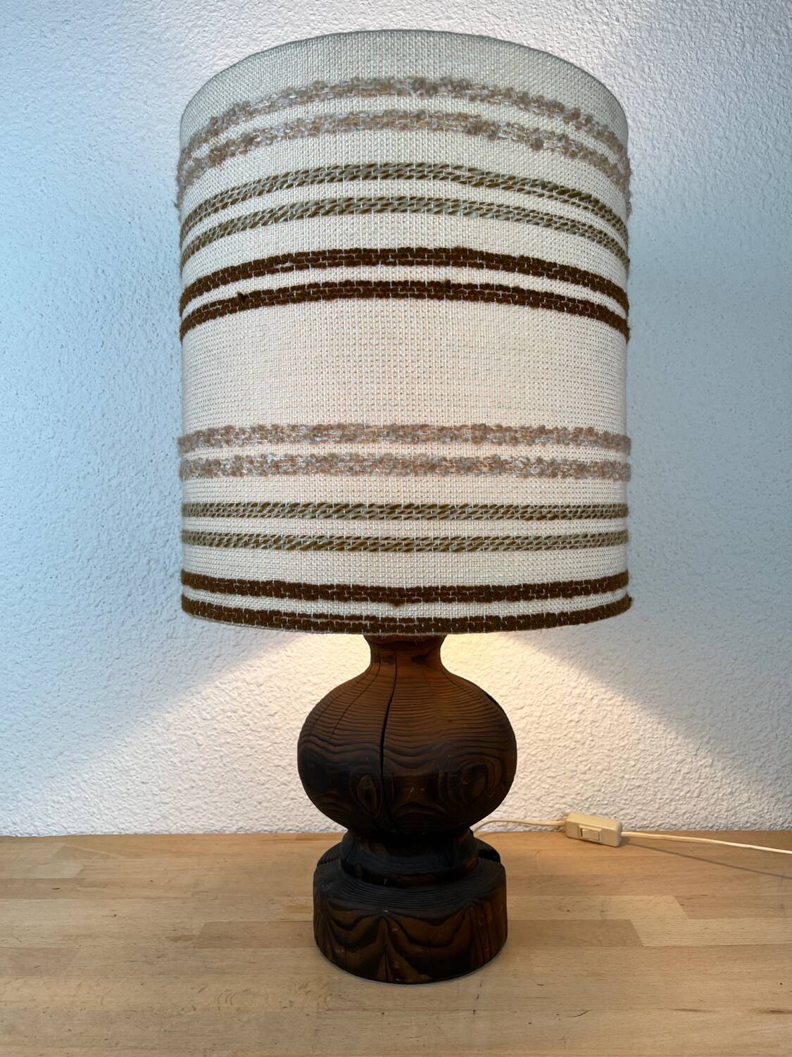 Brutalist wooden lamp from the 1970s by Temde