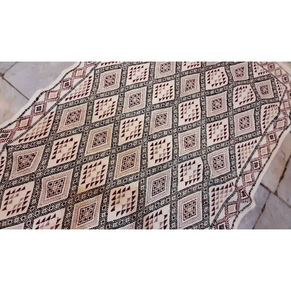 White Moroccan Kilim Carpet Handmade, North African Weavers Rugs