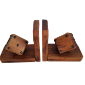 Pair of bookends with wooden dice