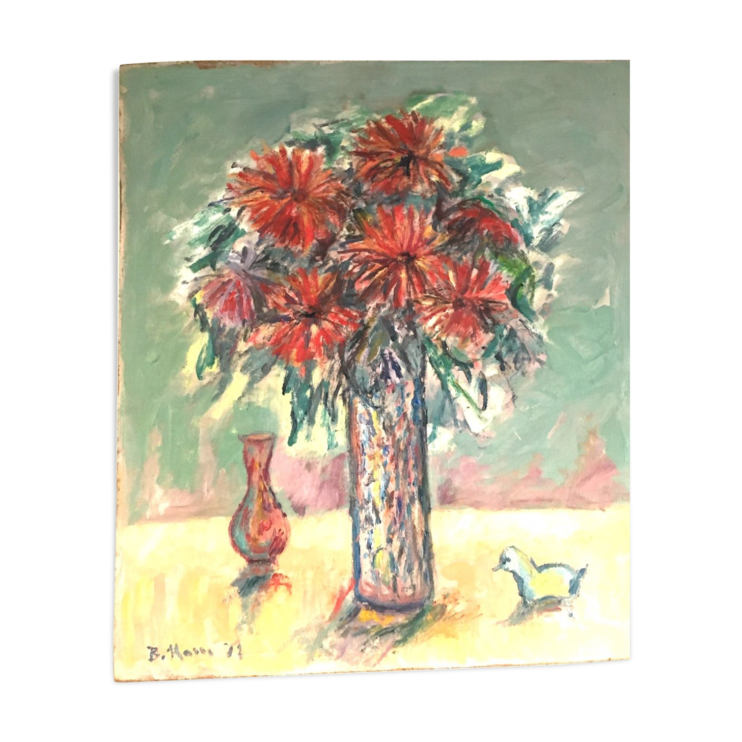 Oil on Isorel, Bouquet of Flowers, Bernard Marre