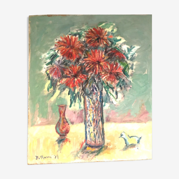 Oil on Isorel, Bouquet of Flowers, Bernard Marre