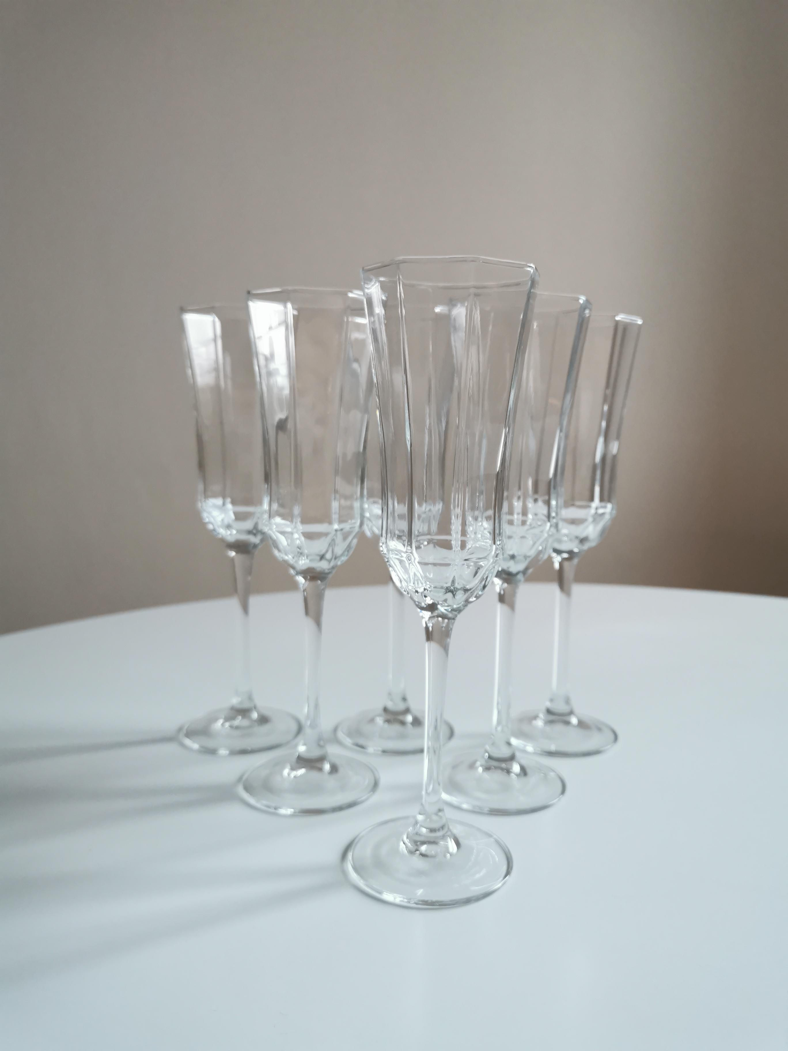 Service of 6 vintage champagne flutes