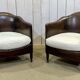 Art Deco period club lounge in leather and fabric seating