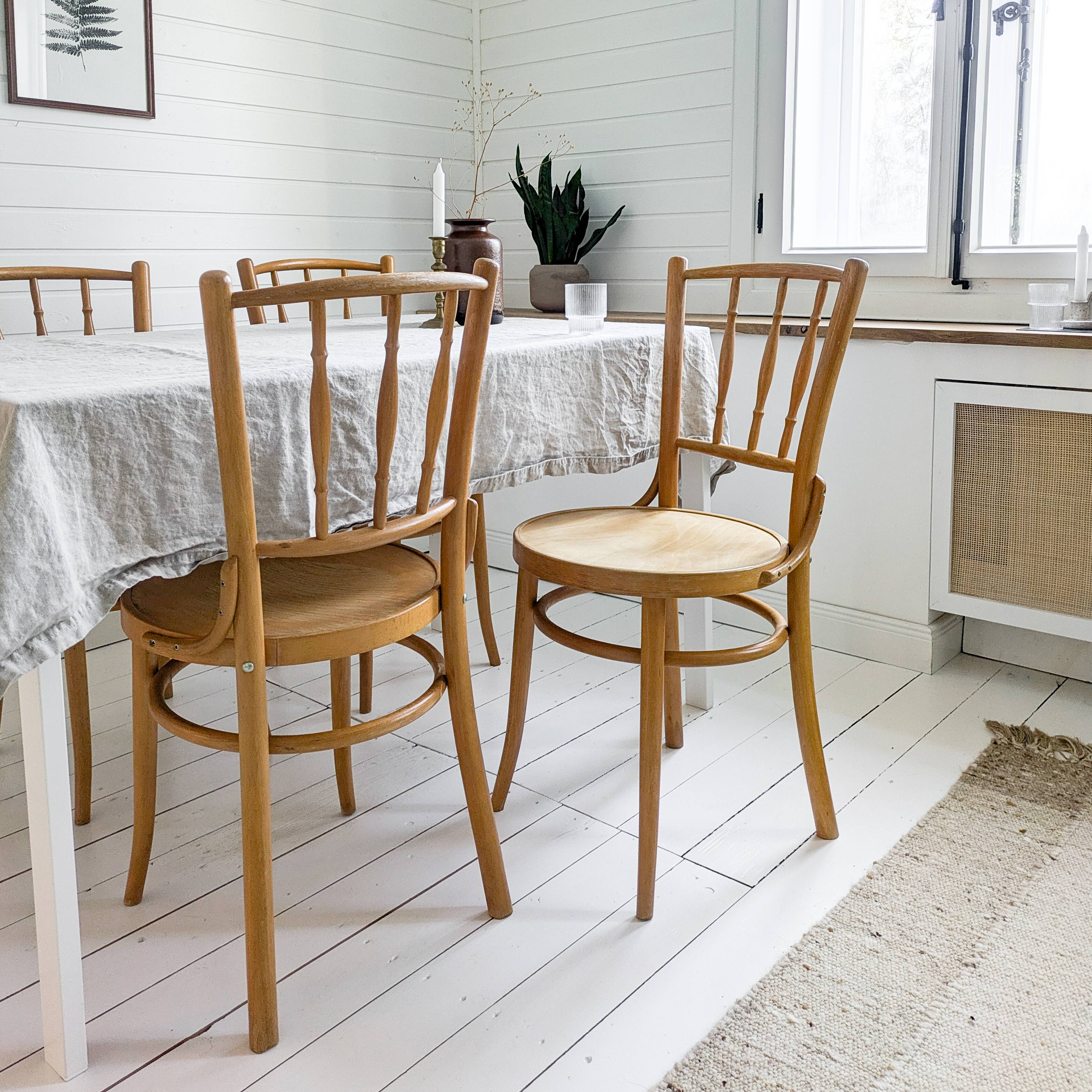 4pcs Vintage Cafe Chair Spacers Chairs Wooden Chair Mid Century Retro Bistro Chair Turned