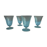 Lot of 4 chiseled glasses flared shape leaf patterns