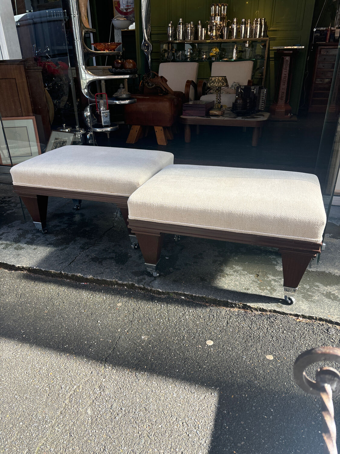 70s wheeled pouffe
