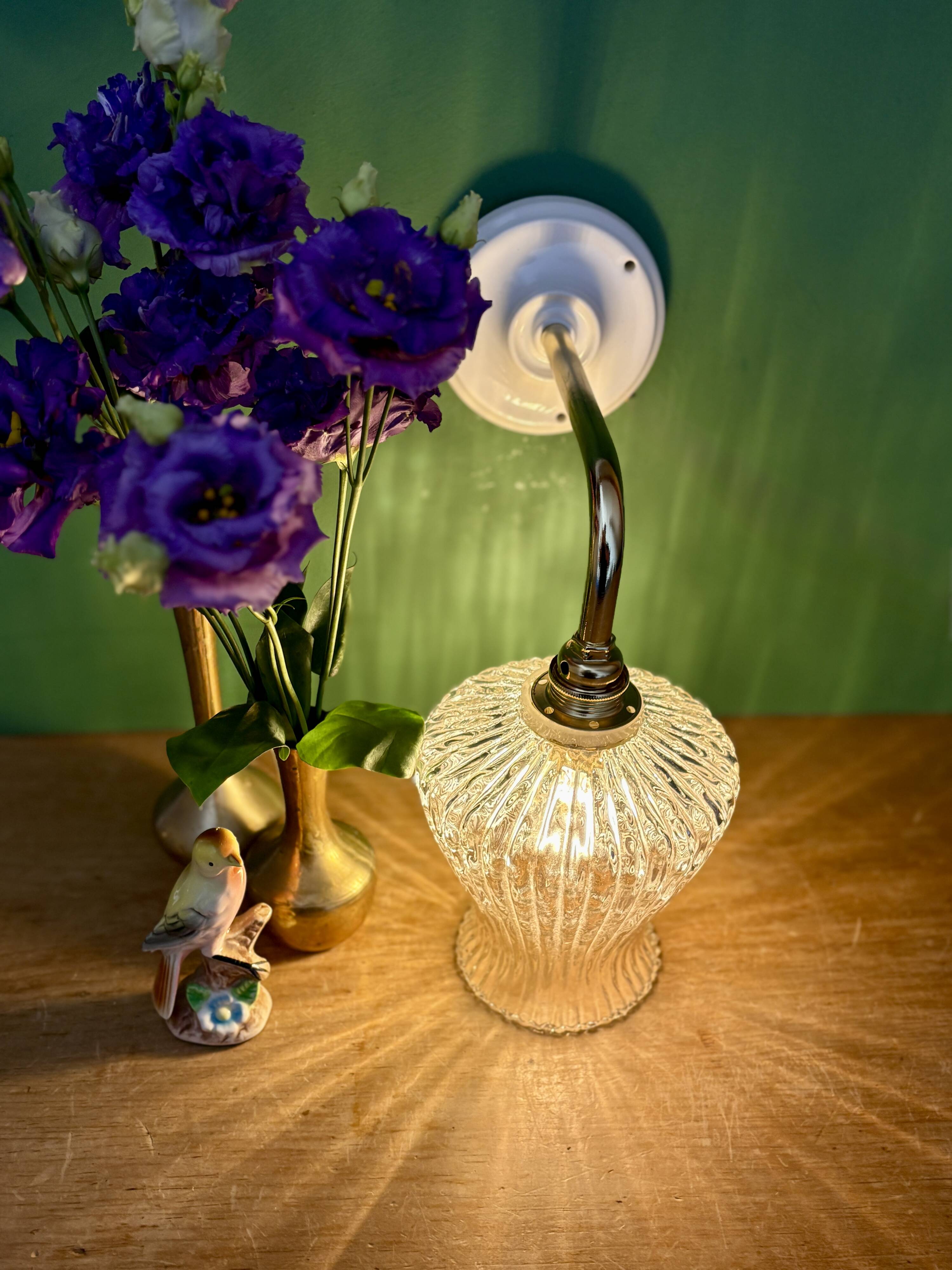 Vintage glass tulip wall light