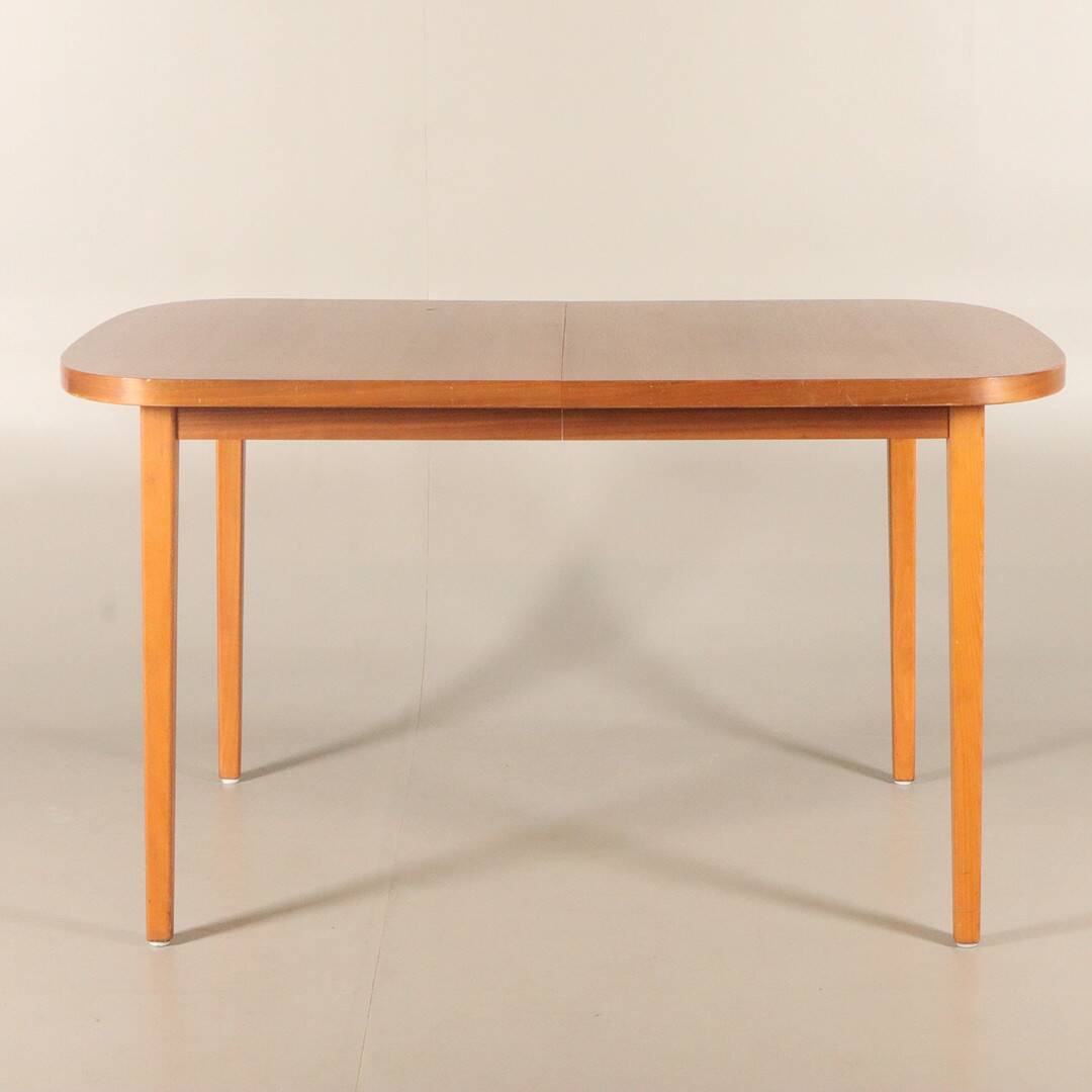Vintage teak dining table with 2 extensions 1960 suede