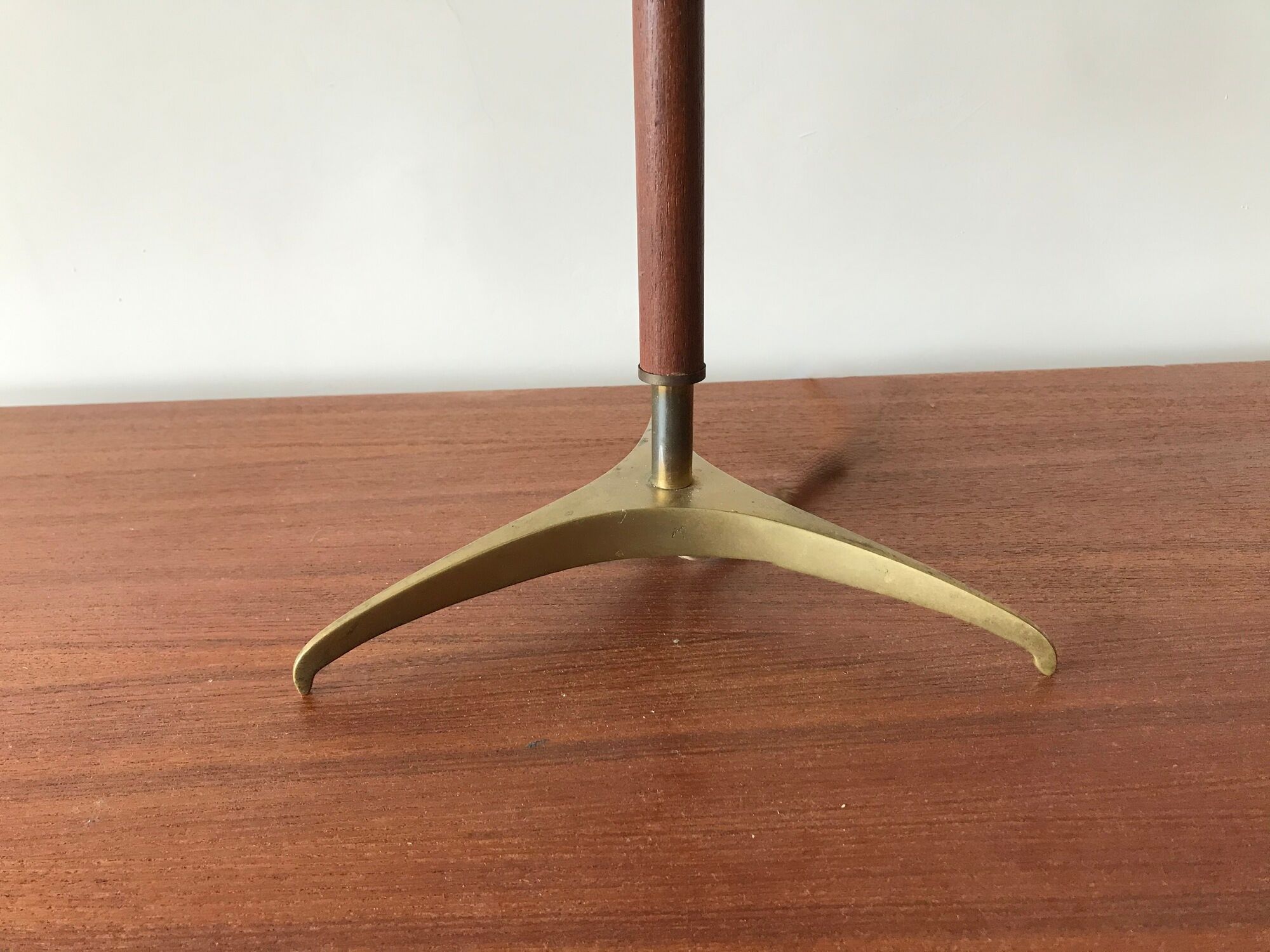 Brass and rosewood lamp by J.T Kalmar, Austria, circa 1950.