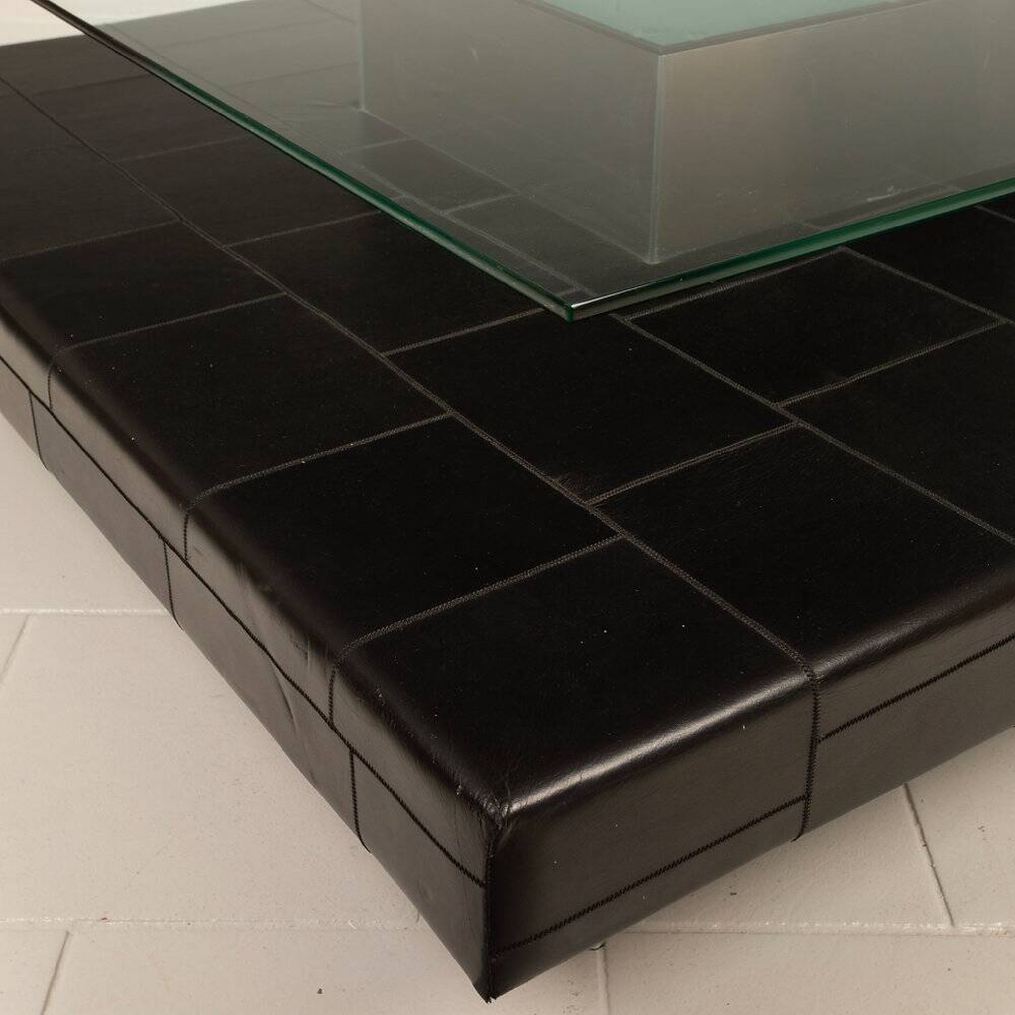 Coffee table with pecari leather base by Tito Agnoli for Caleido, 1970