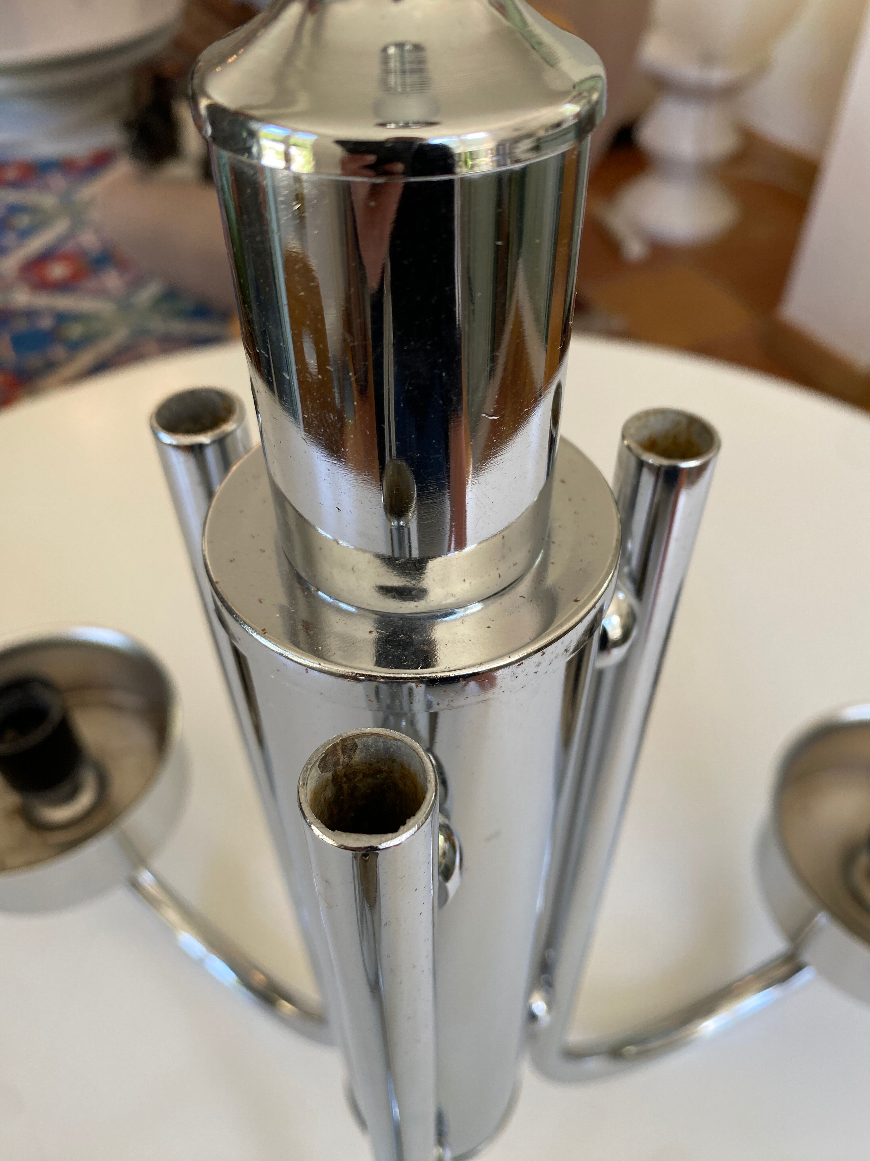 Large chrome metal Space Age chandelier