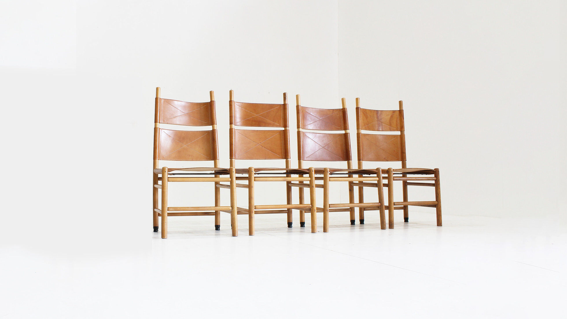 Vintage Kentucky dining chairs by Carlo Scarpa for Bernini, 1970s, set of 4