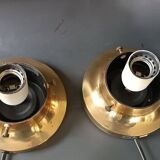2 Limburg 1970s bubble globe and brass table lamps