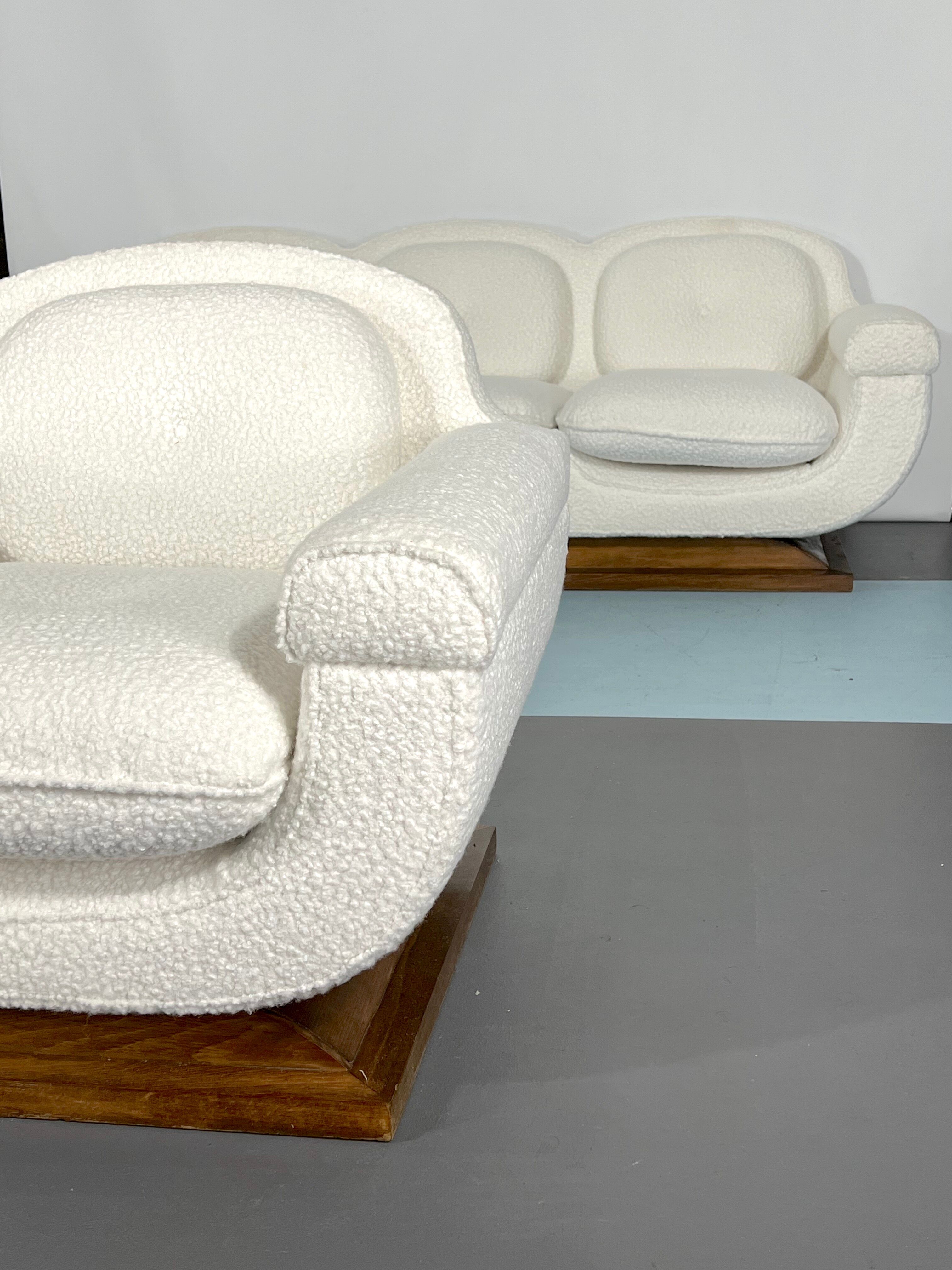 Mid-century White Art Deco sofa and armchair. Italy 1930s
