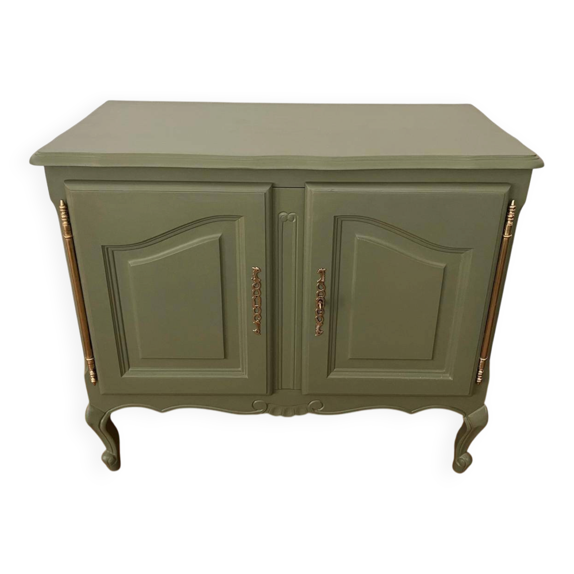 Louis XV style buffet — sage green, brass, cabriole legs