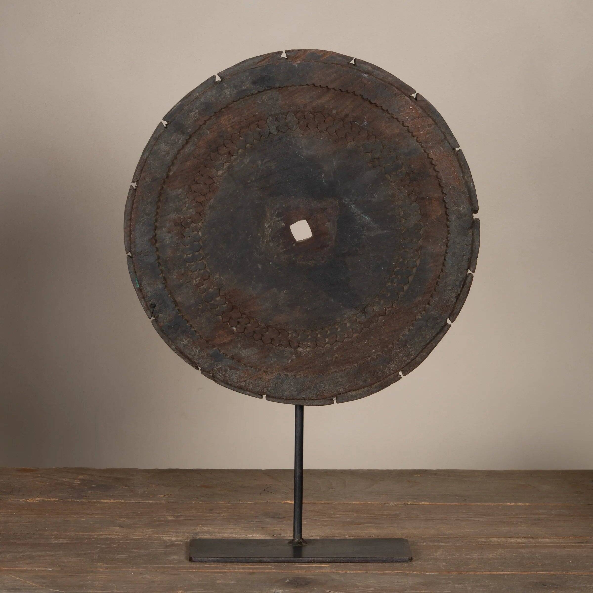 Mandal - Indian wooden wheel on stand no. 2