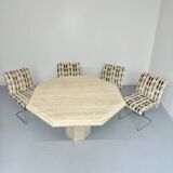 Table de repas en travertin épais design italien des années 70 vintage