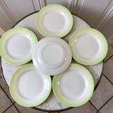 set of 6 pastel gradient light green dessert plates 40s-50s