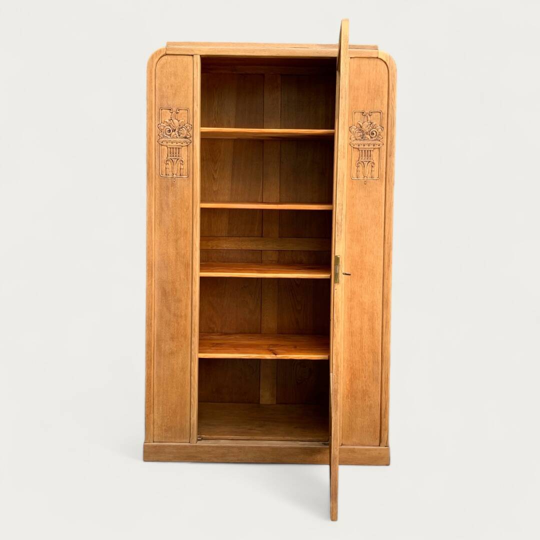 Armoire parisienne vitrée art déco bois brut 1930