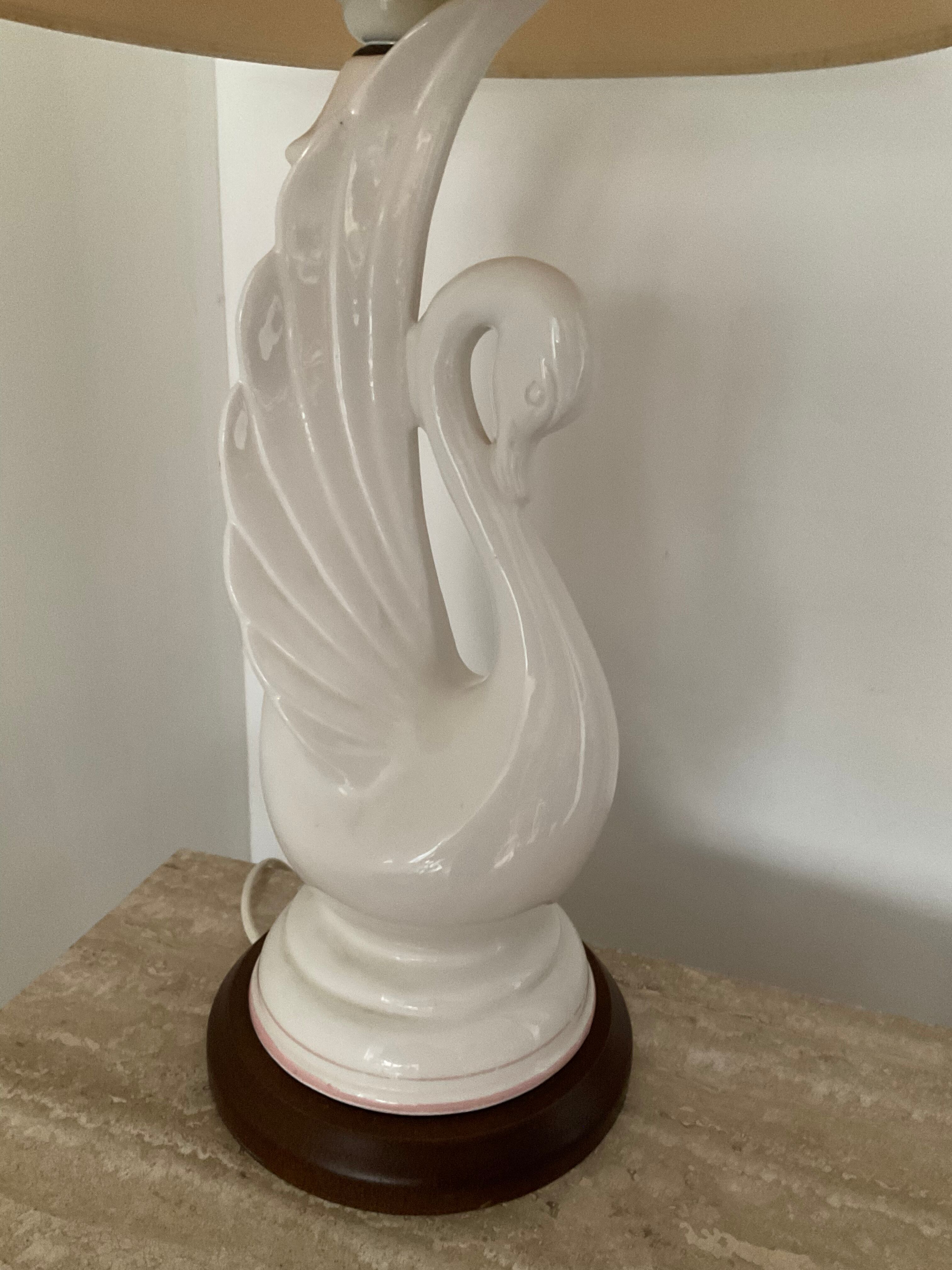 Vintage ceramic swan lamp from the 70s