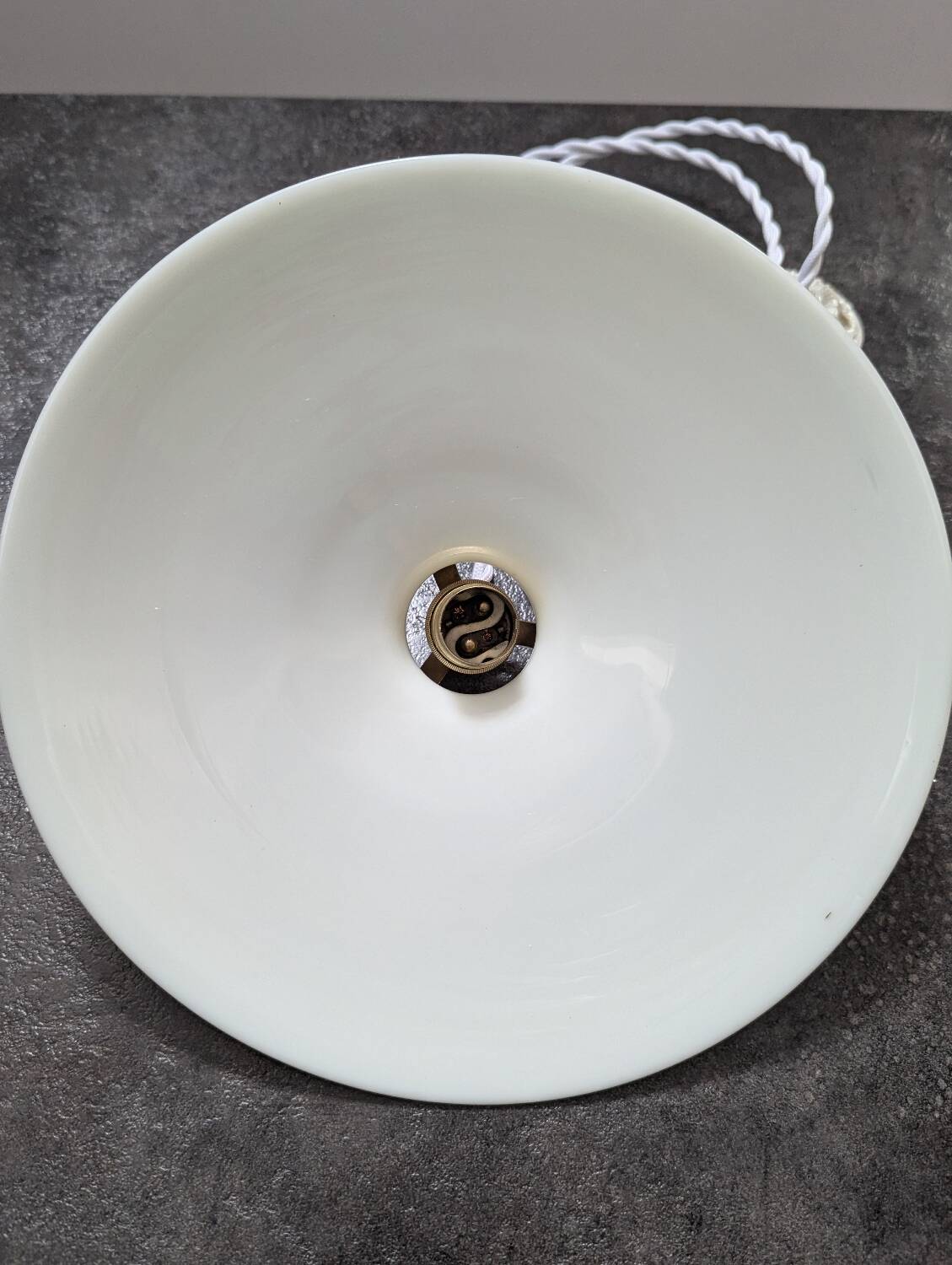 Antique pendant lampshade with opaline disc, diameter 25.5 cm, art deco