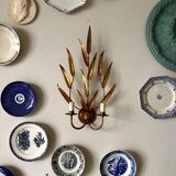 2-light leaf wall lights in gold metal