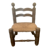 Straw wood chair Charles Dudouyt style 1940