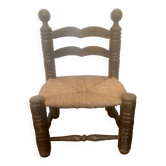 Straw wood chair Charles Dudouyt style 1940