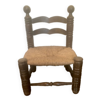 Chaise bois paillée style Charles Dudouyt 1940