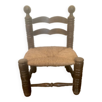 Chaise bois paillée style Charles Dudouyt 1940