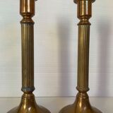Pair of old brass candle holders