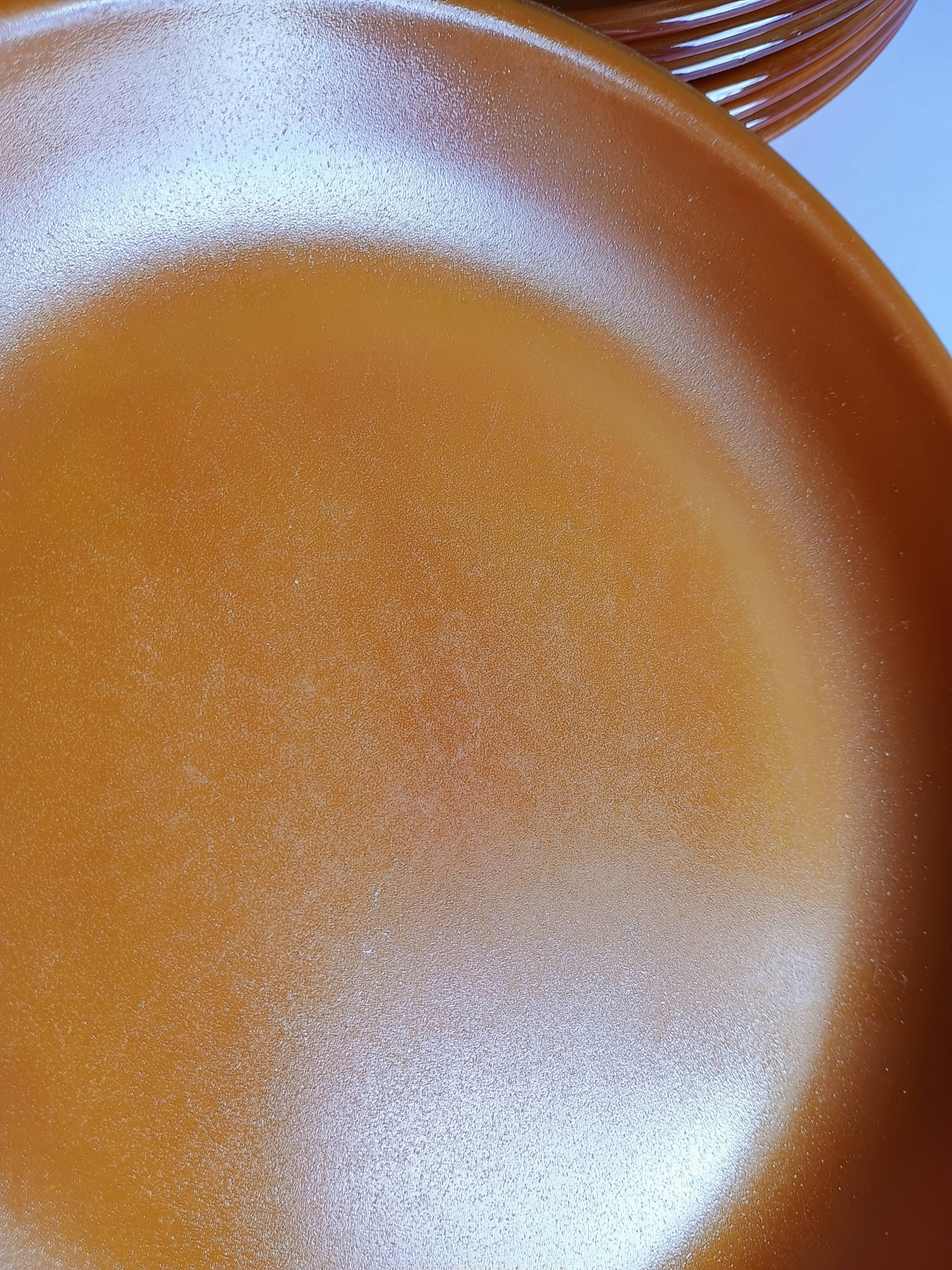 Set of 9 vintage opaline brown plates