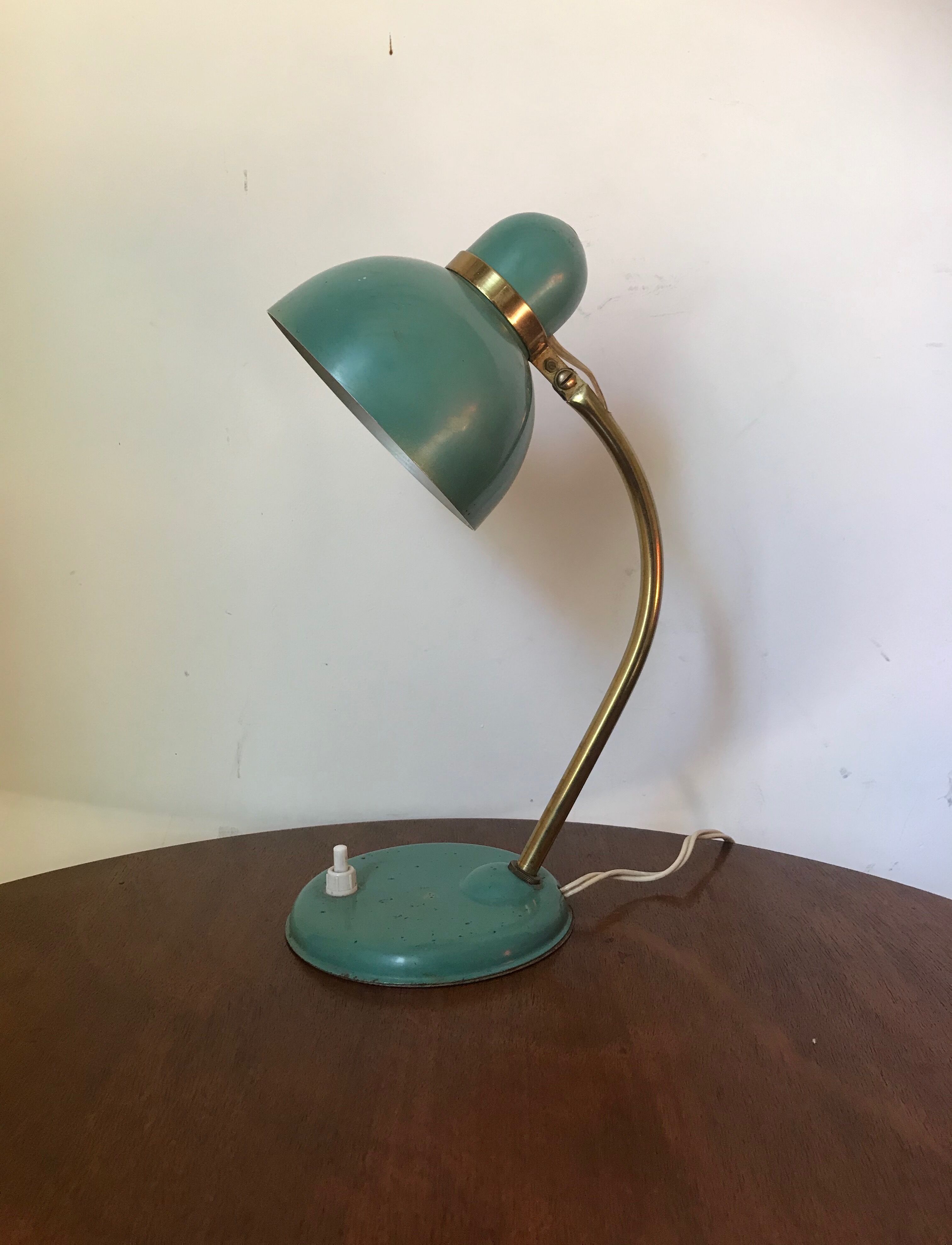 Vintage khaki green metal lamp
