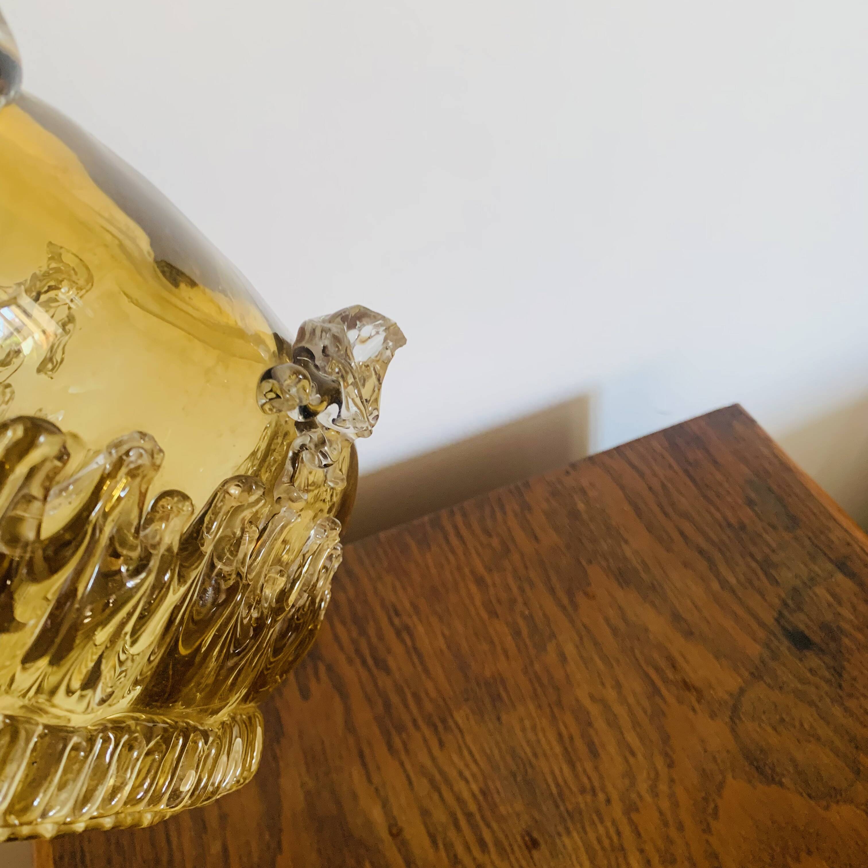 Grande coupe vintage en verre ambré