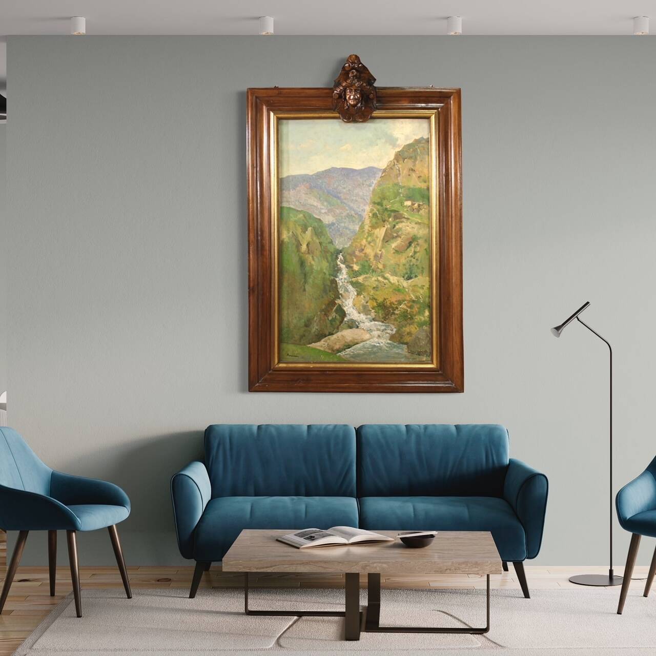 Italian signed landscape painting from 20th century