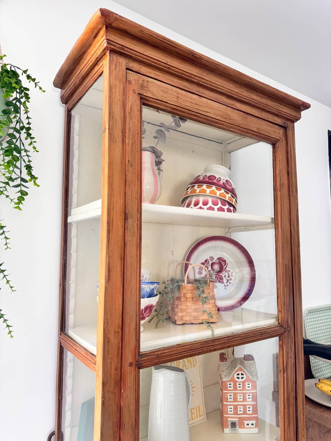 Antique display cabinet - dresser - glass-fronted wooden bookcase