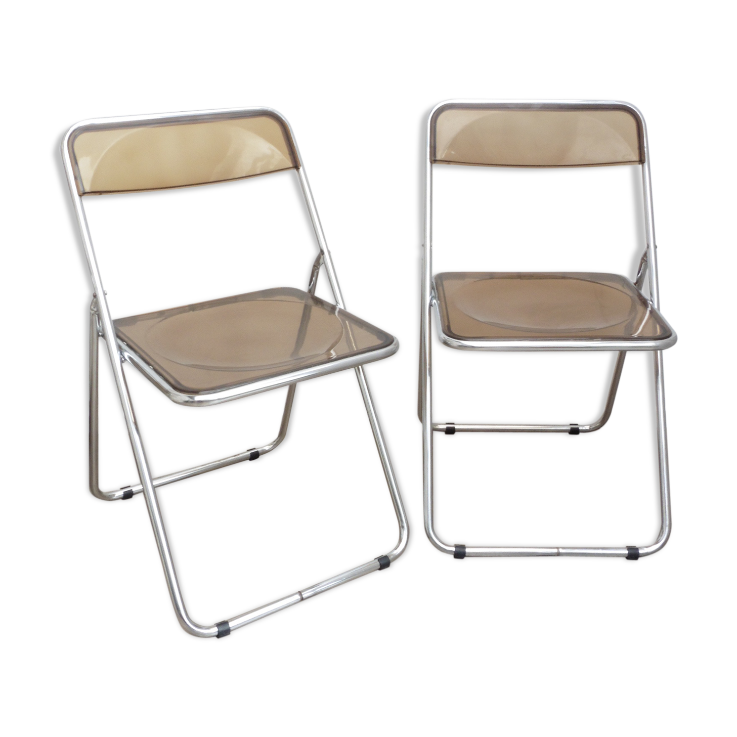 2 chairs folding plexiglass smoked