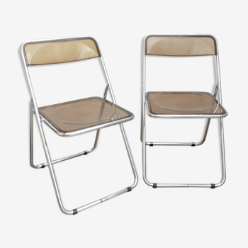 2 chairs folding plexiglass smoked
