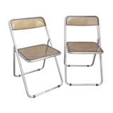 2 chairs folding plexiglass smoked