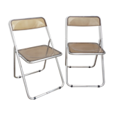 2 chairs folding plexiglass smoked