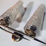 Applique double vintage • acier, laiton & verre • 1950