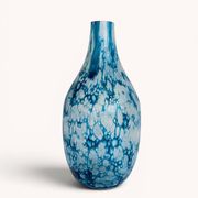 Brutalist Blue and White Reactive Art Glass Vase, Europe, 1970s