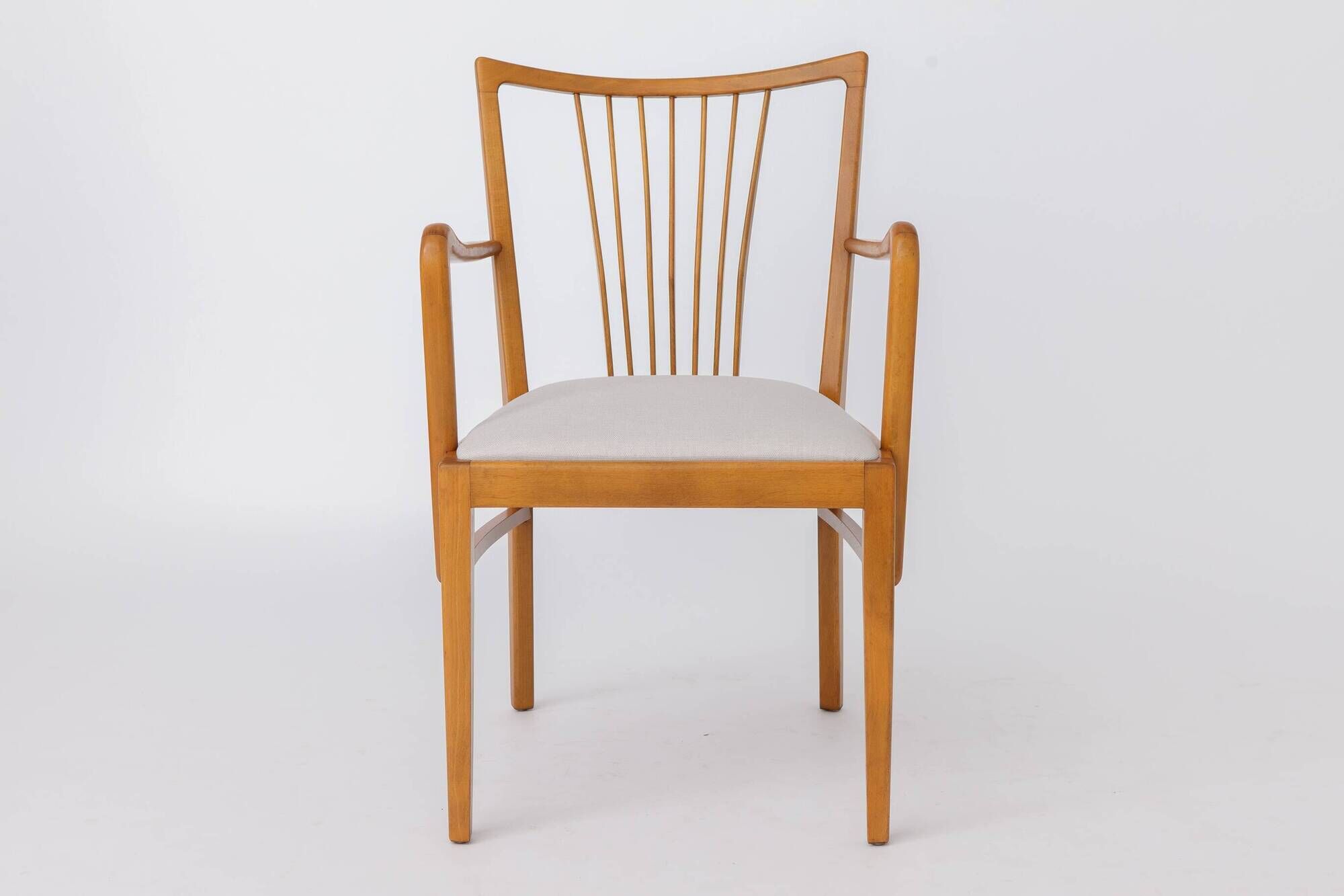 Vintage 1950s German Armchair | Solid Beech Wood | Newly Upholstered Chair