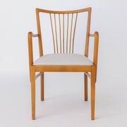Vintage 1950s German Armchair | Solid Beech Wood | Newly Upholstered Chair