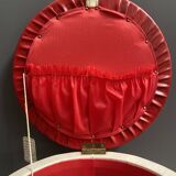 Coffre à linge / tabouret rond en skaï années 1960