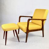 Fauteuil en tweed jaune, années 1970