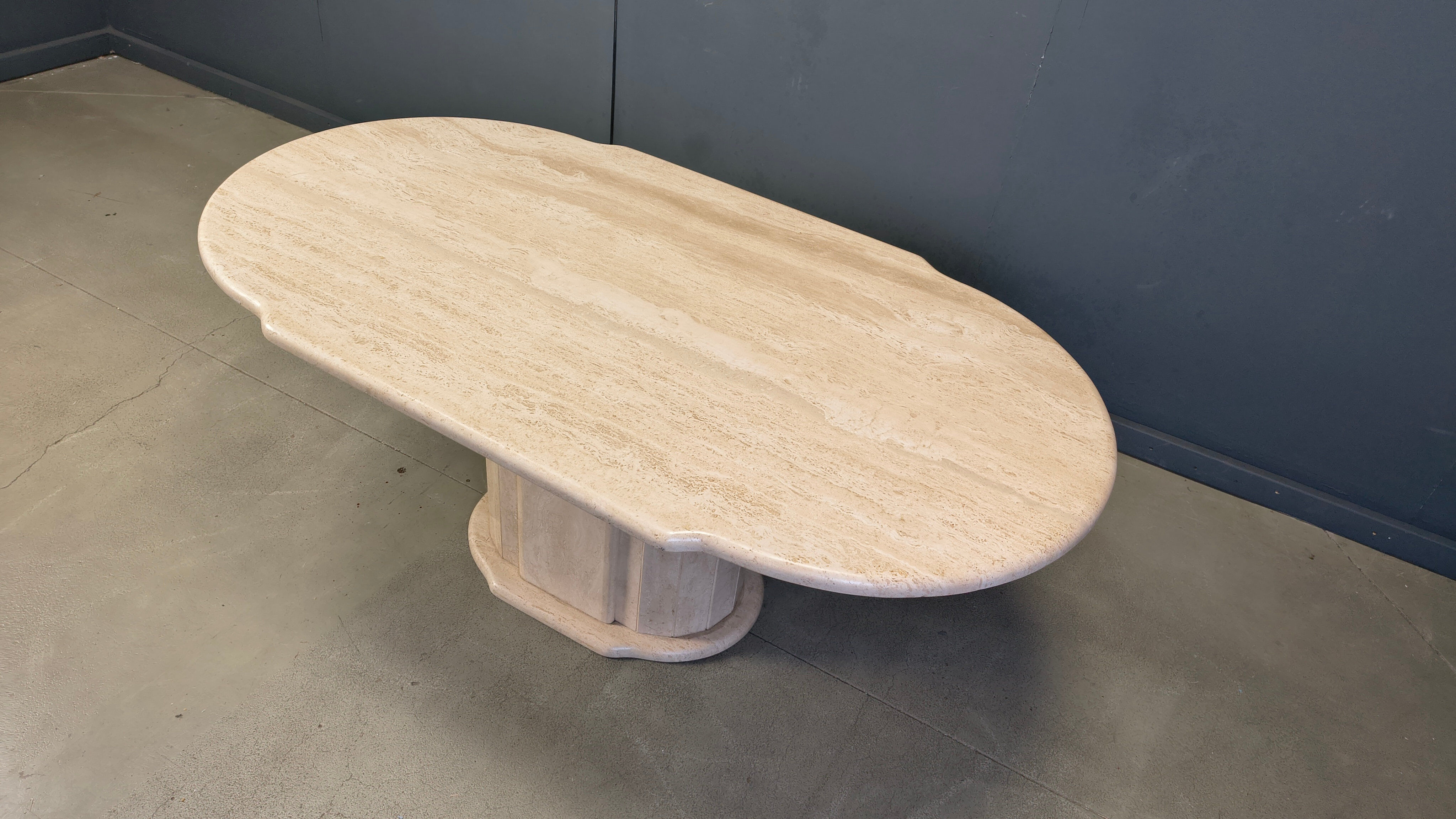 Vintage oval travertine dining table, 1970s